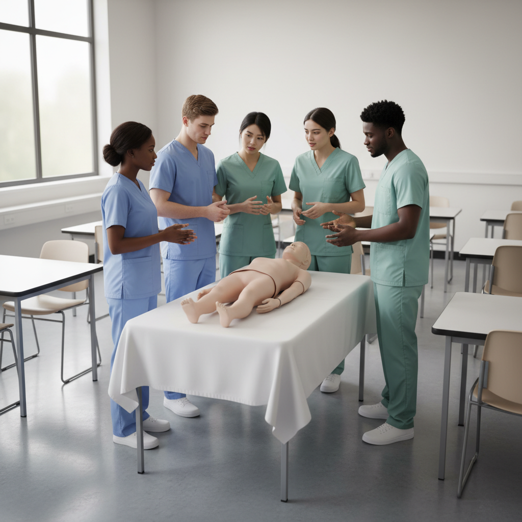 Patient Care Assistant vs. Patient Care Technician: Role and Training Differences — editorial hero Healthcare learner studying in a bright workspace with blank, unmarked materials related to patient care assistant vs patient care technician.