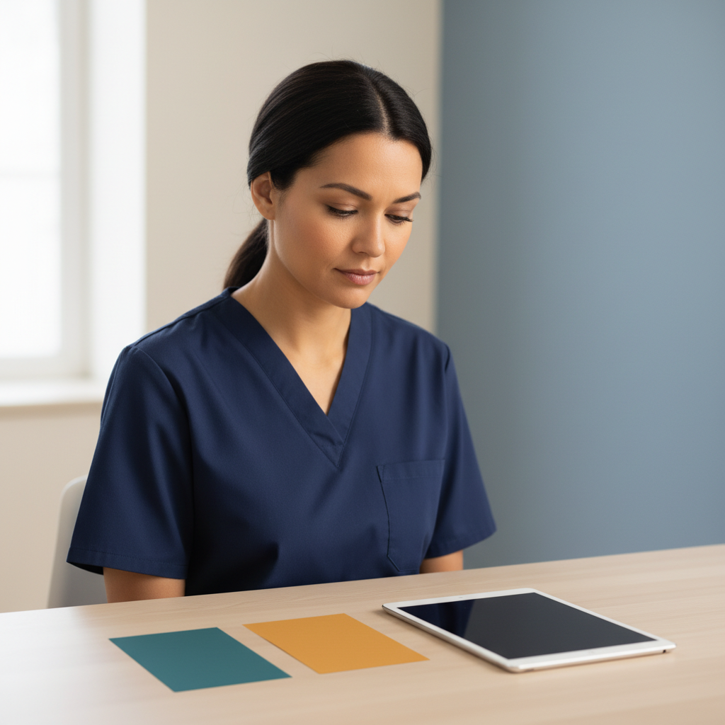 PTCB Renewal Requirements: A Recertification Planning Checklist — editorial hero Healthcare learner studying in a bright workspace with blank, unmarked materials related to ptcb renewal requirements.