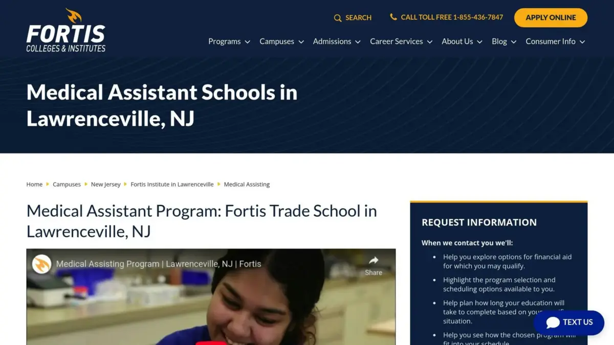 Screenshot of the Fortis website home page