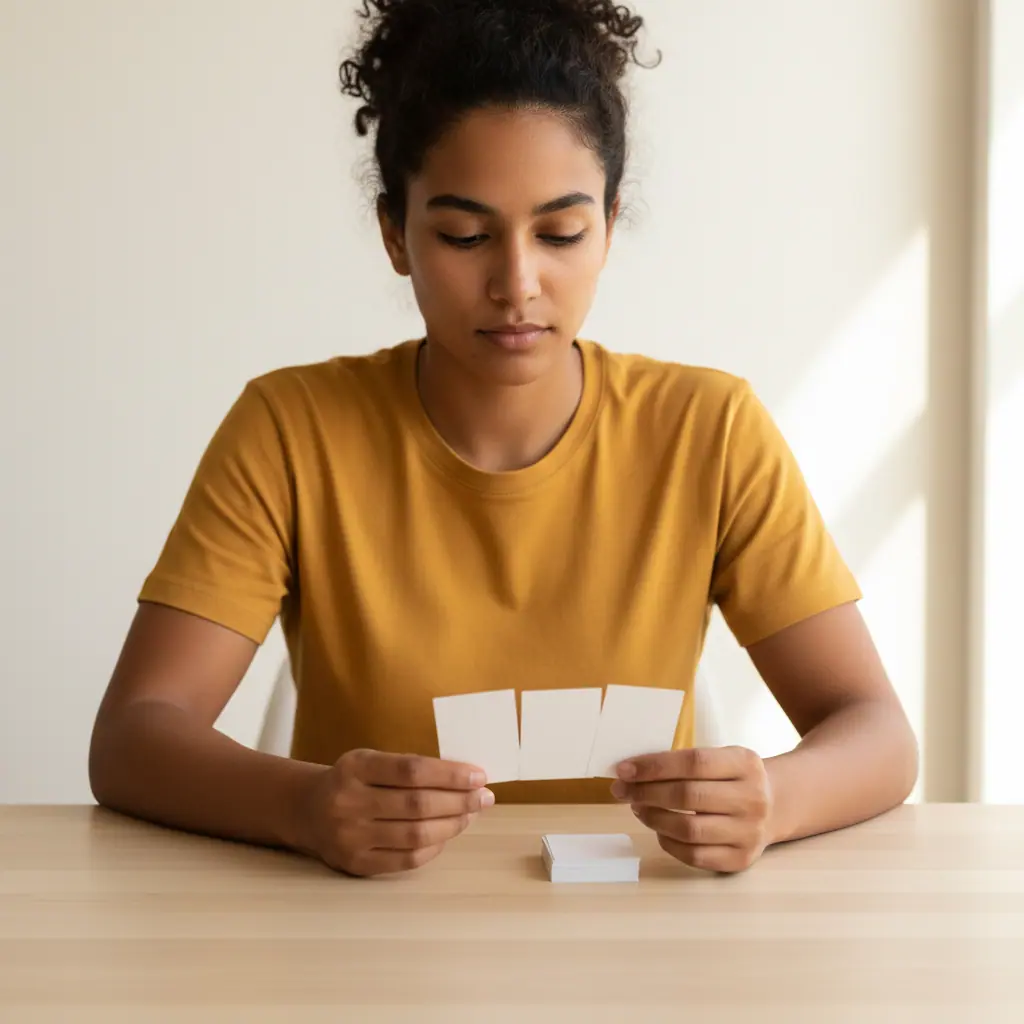 Healthcare learner studying in a bright workspace with blank, unmarked materials related to how long does pharmacy technician certification take.