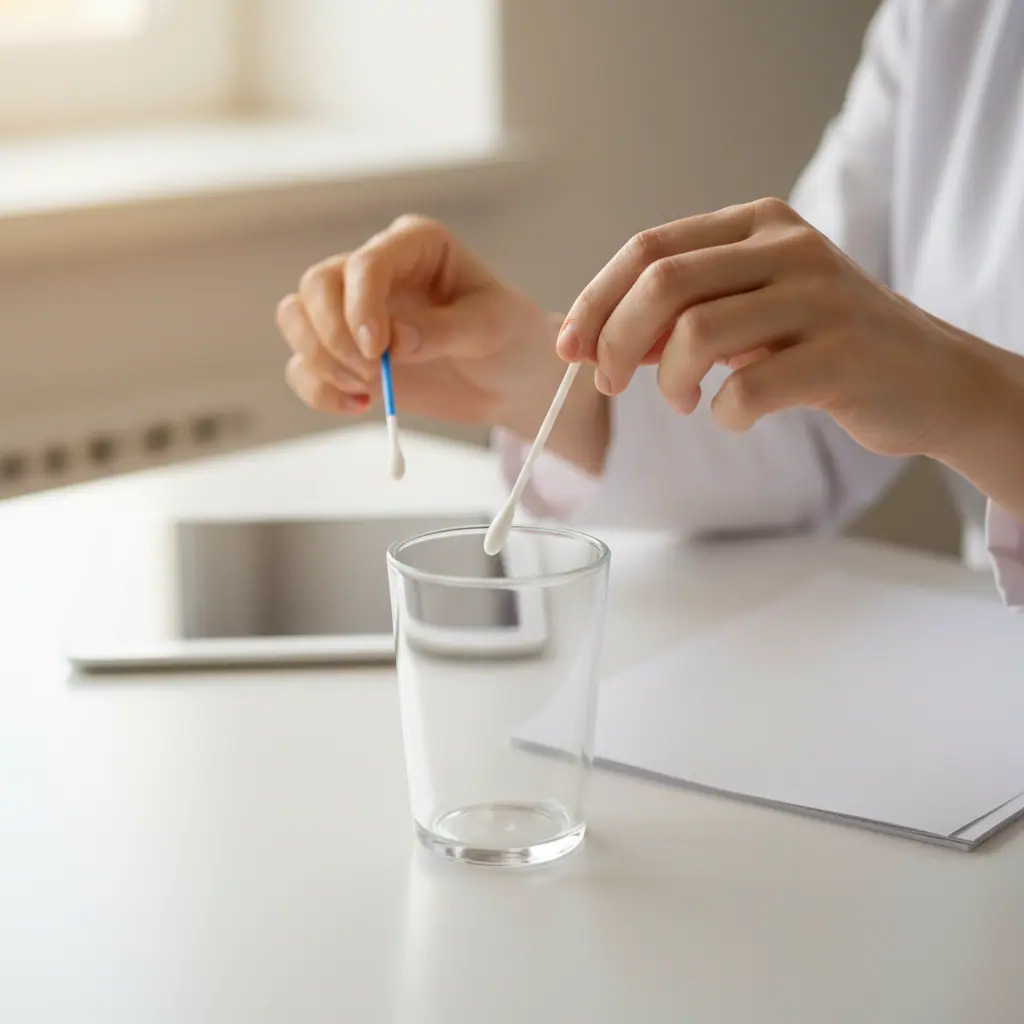 Close-up of a healthcare learner using blank, unmarked study materials related to nha phlebotomy exam cost.