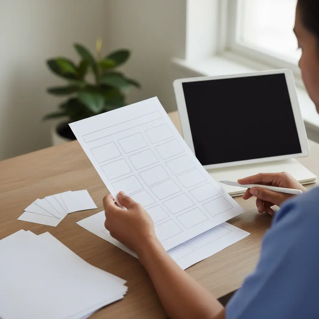 Close-up of a healthcare learner using blank, unmarked study materials related to what is cpht certification.